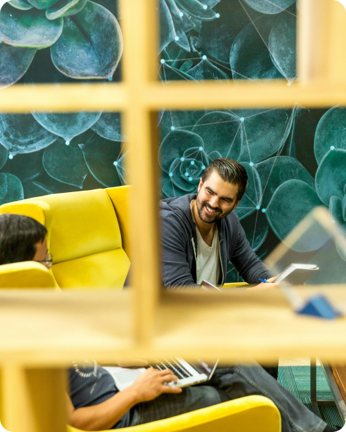 Person working near plants